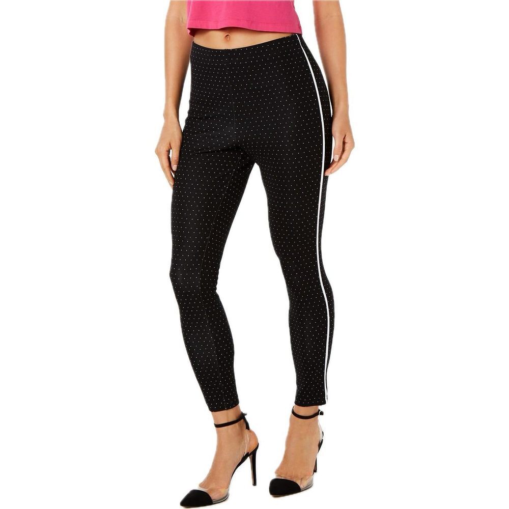 HUE Pin-Dot Knit High-Waist Cropped Skimmer Leggings Black (Medium)
